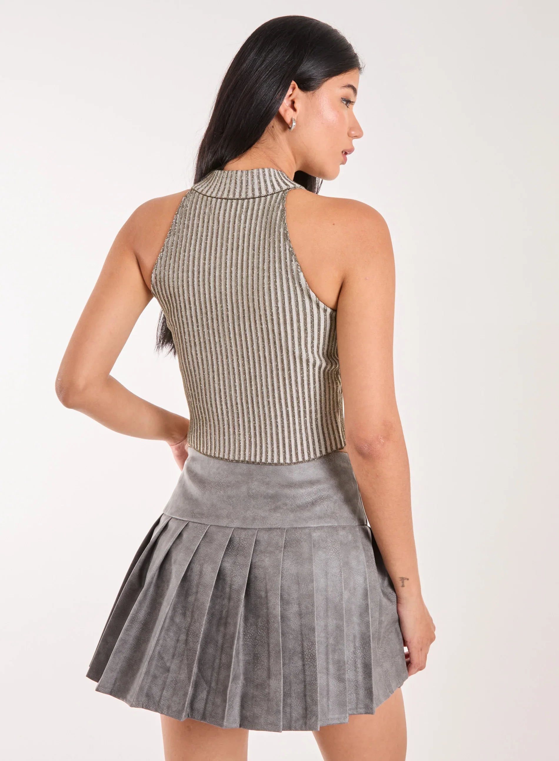 High Neck Logo Detail Racer Top
