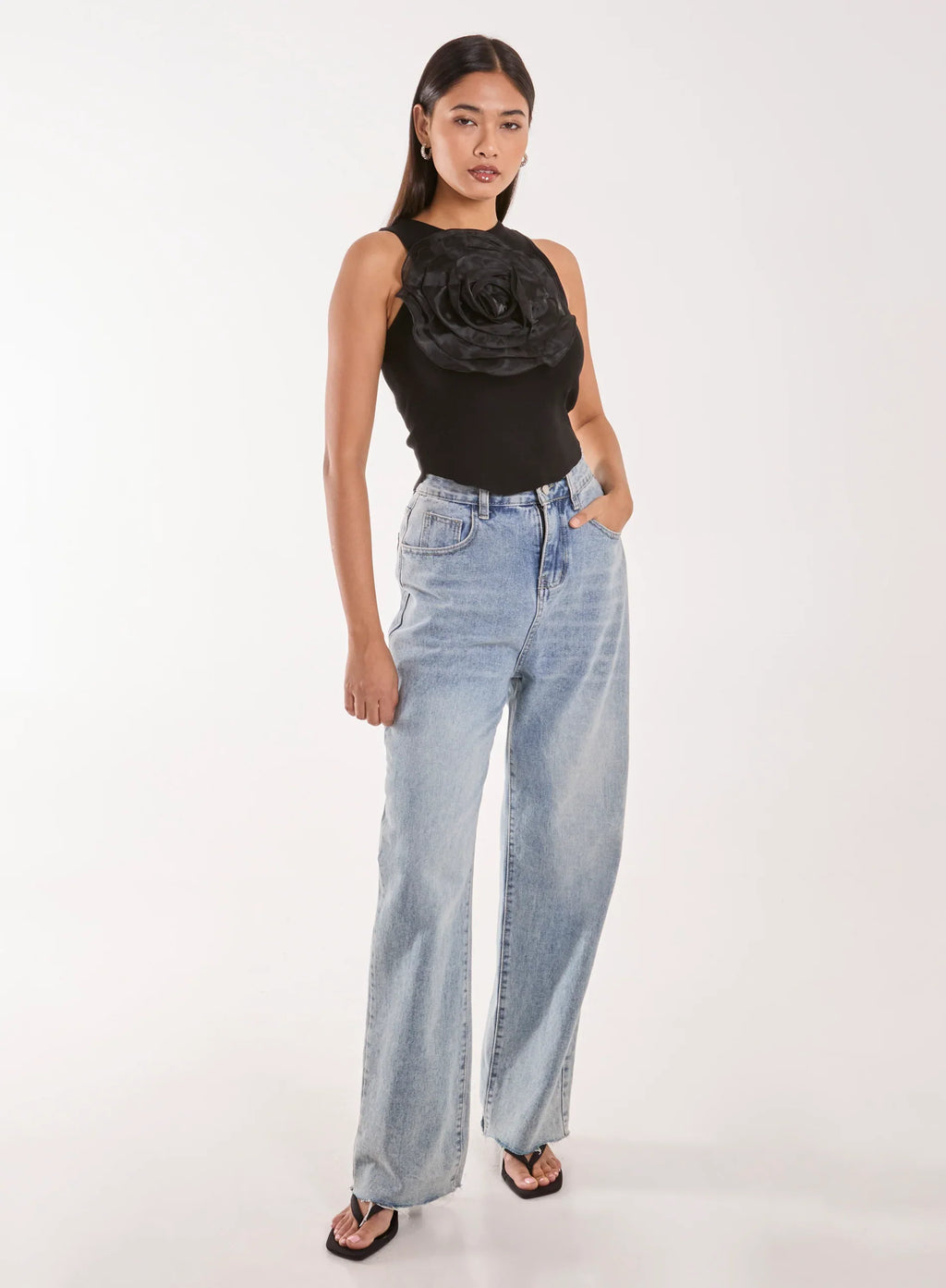 Oversized Ruffle Corsage Top