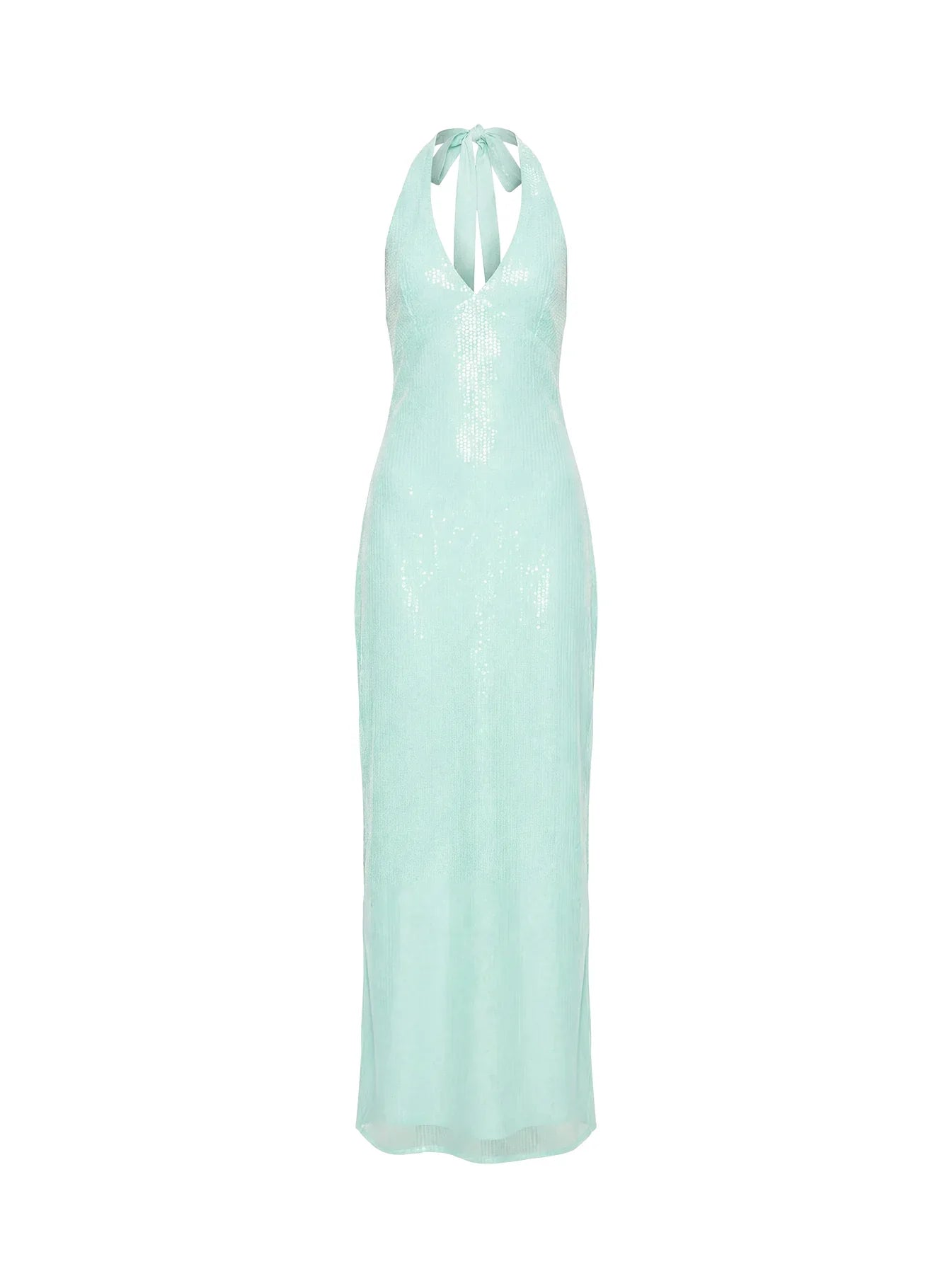 Isanna Halter Sequin Maxi Dress Jelly Mint