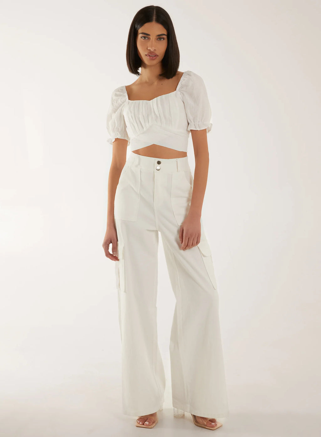 Puff Sleeve Tie Back Top
