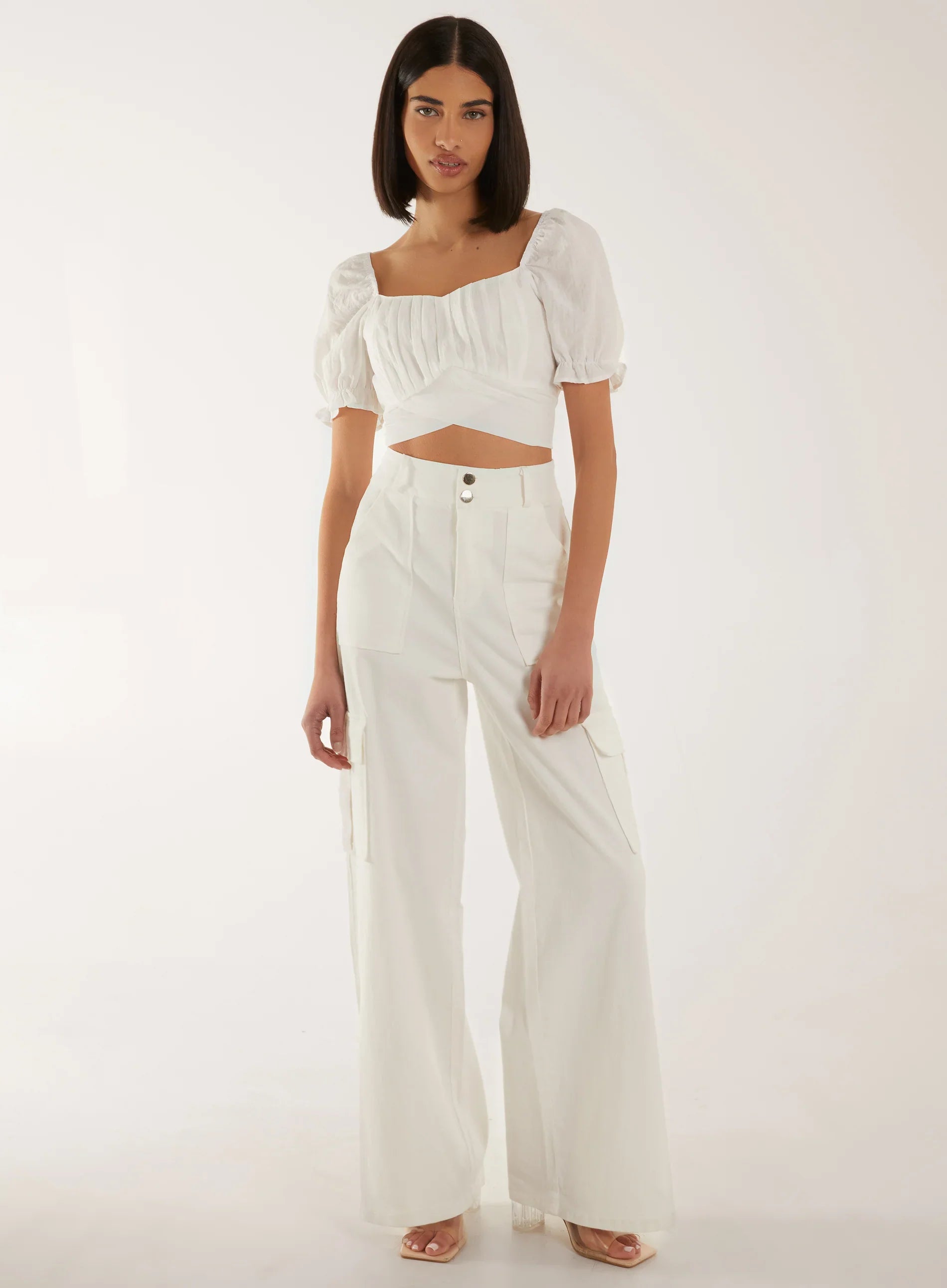 Puff Sleeve Tie Back Top