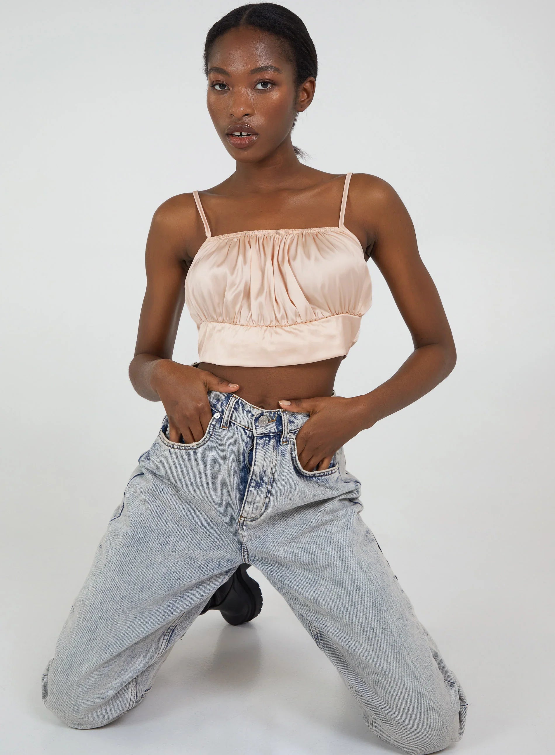 Satin Ruched Cami Top