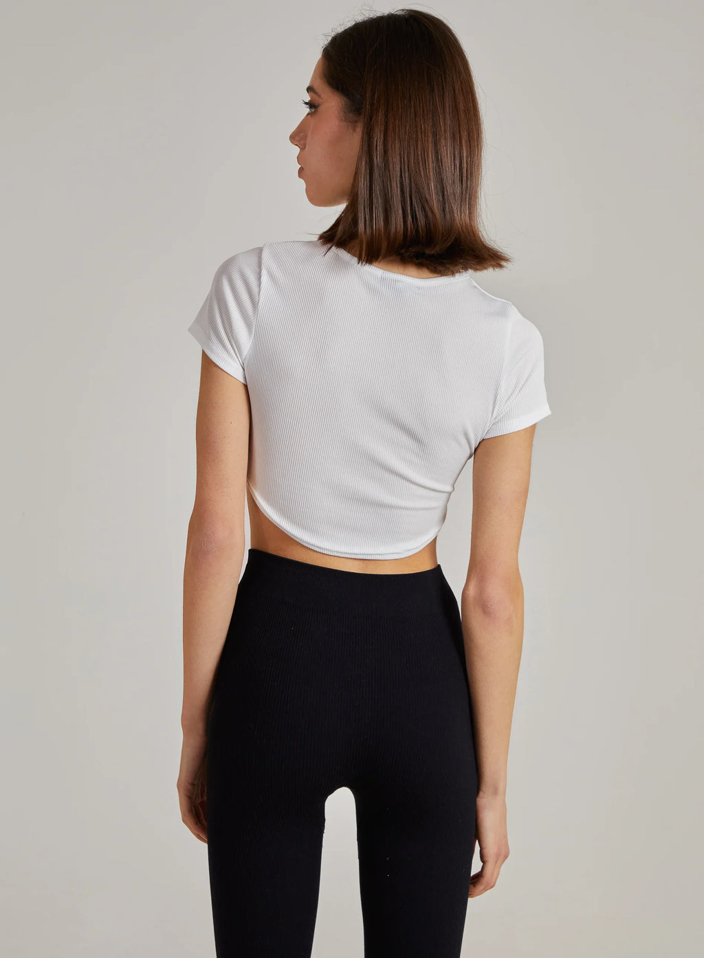 Cropped Ribbed Band Tee