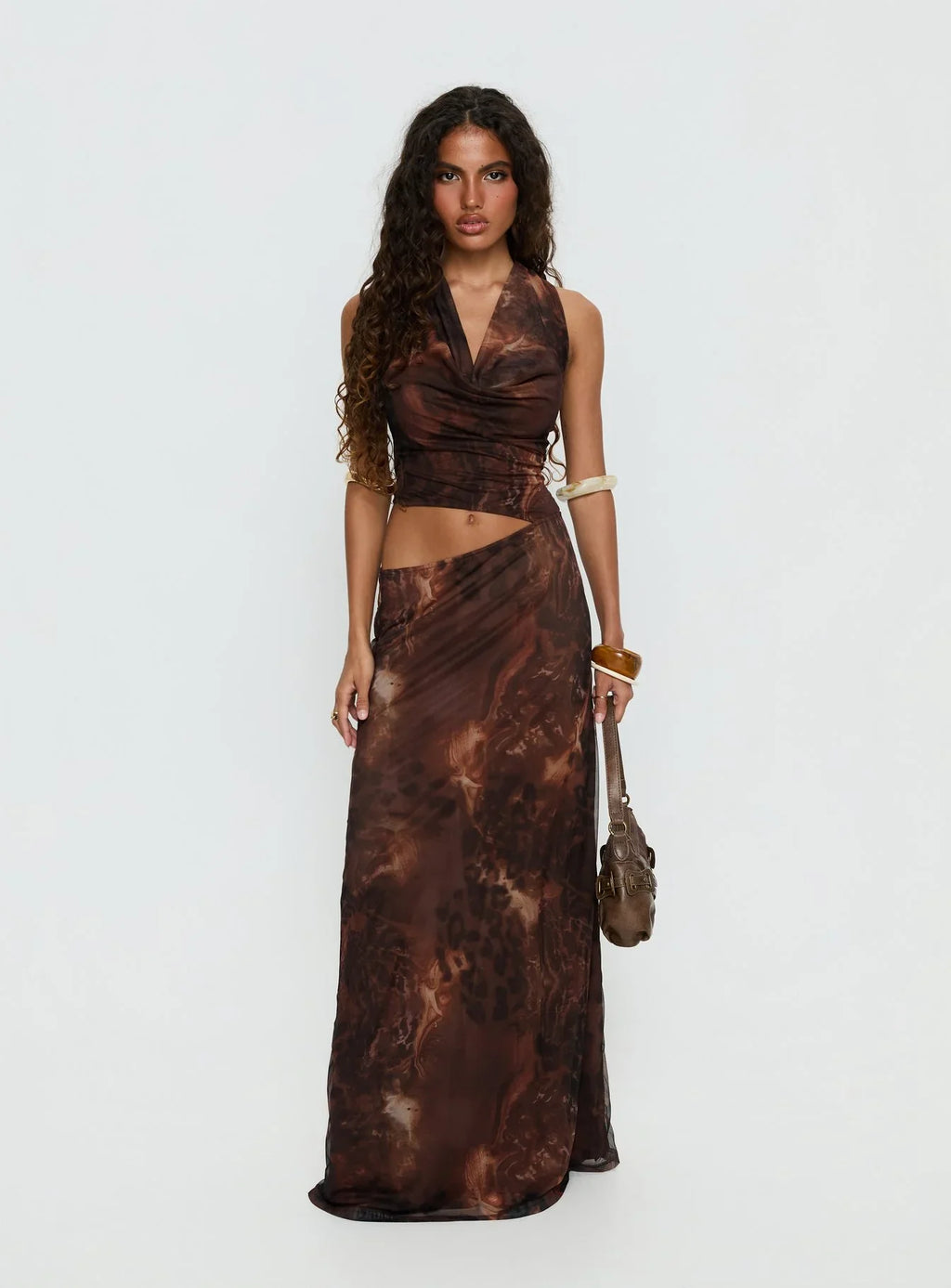 Livara Cowl Cut Out Maxi Dress Multi