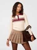 Stripe Front Zip Up Sweatshirt