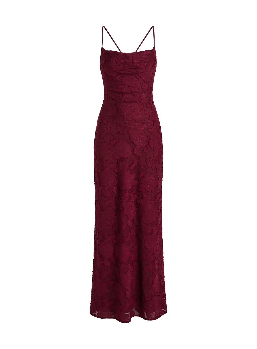 Celena Maxi Dress Burgundy Burnout