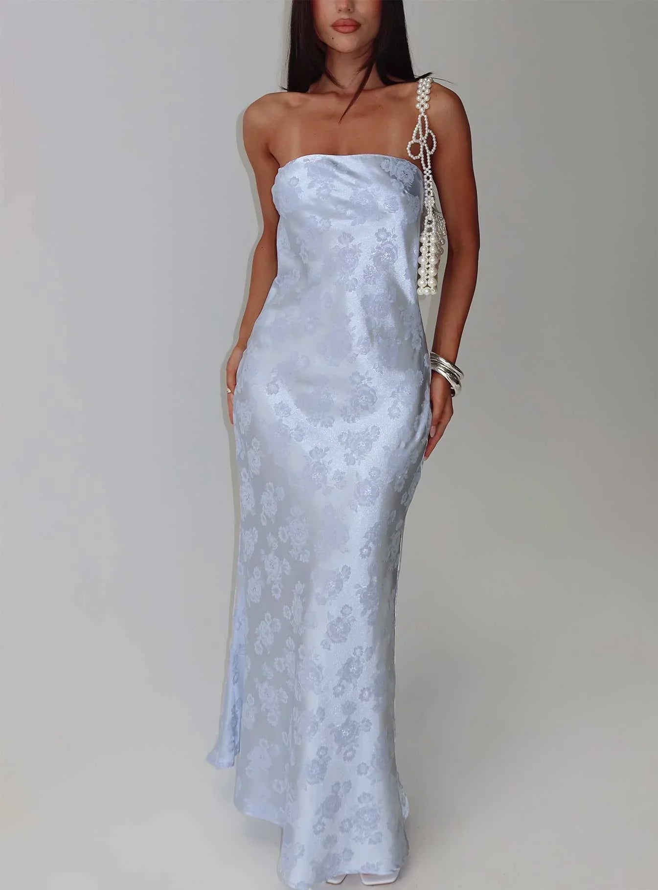 Haley Maxi Dress Blue Jacquard