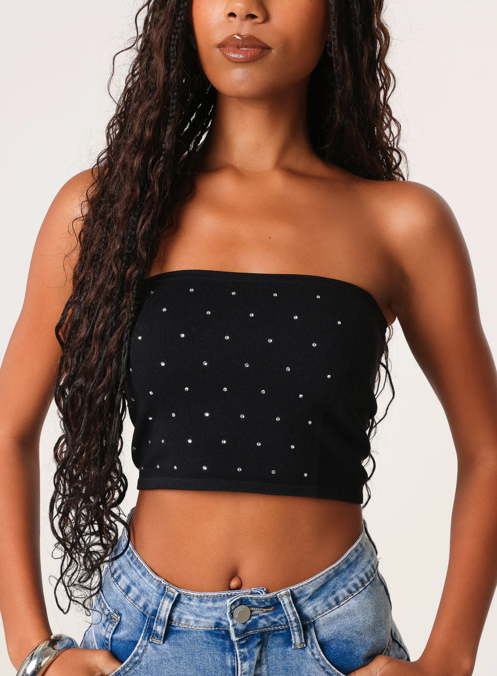 Diamante Bandeau Crop Top