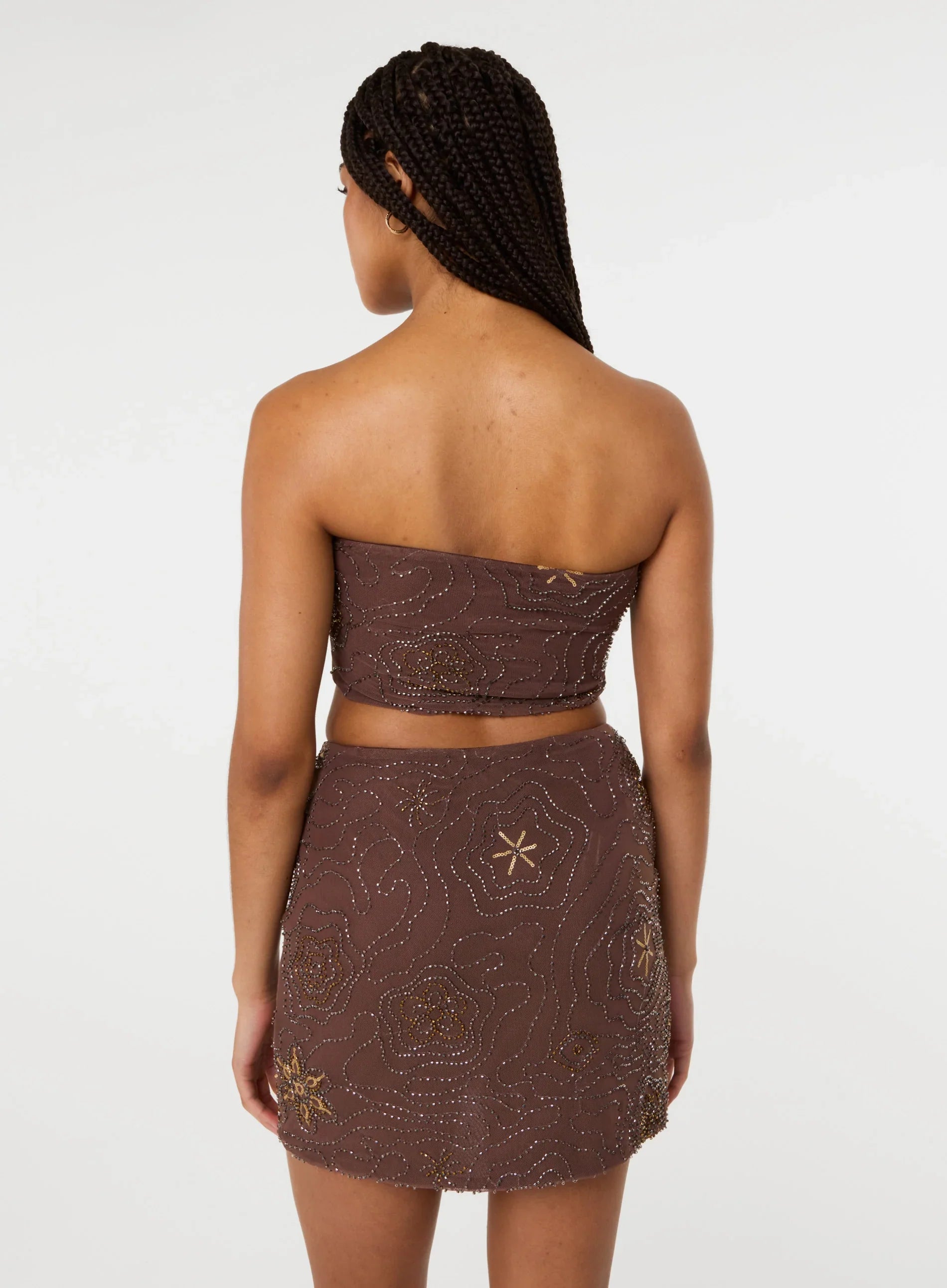 Sequin Embroidered Bandeau Top