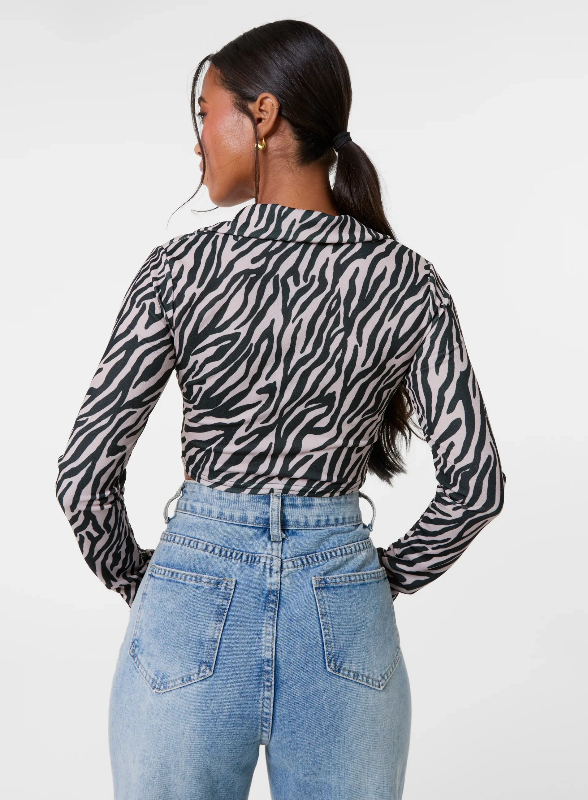 Zebra Print Collared Top