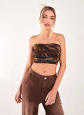 Mesh Animal Print Bandeau Top