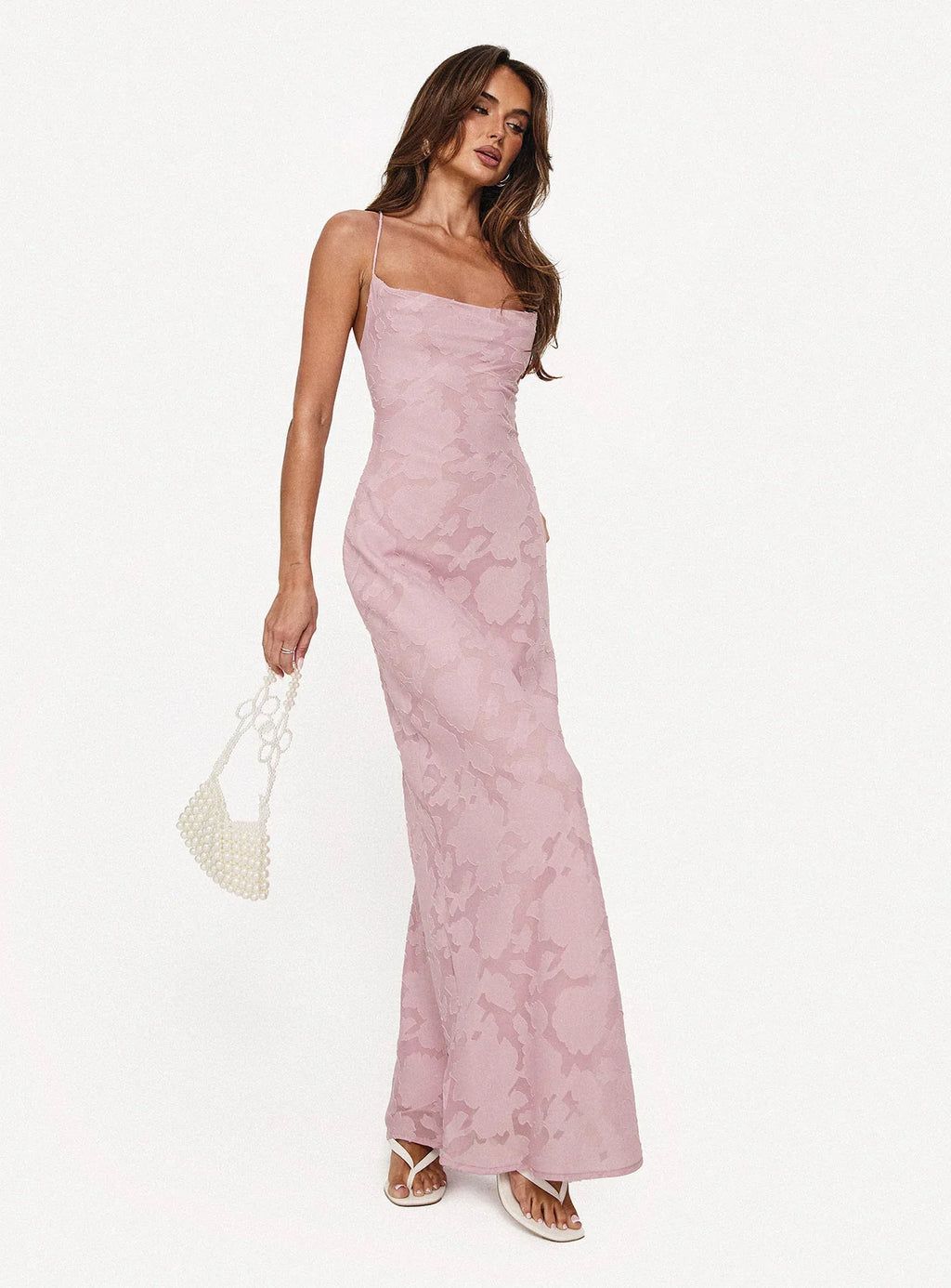 Celena Maxi Dress Light Pink Burnout