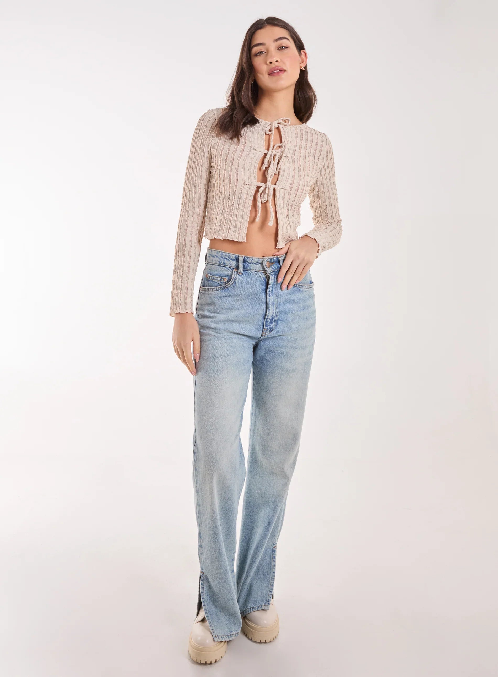Tie Crinkle Cardigan
