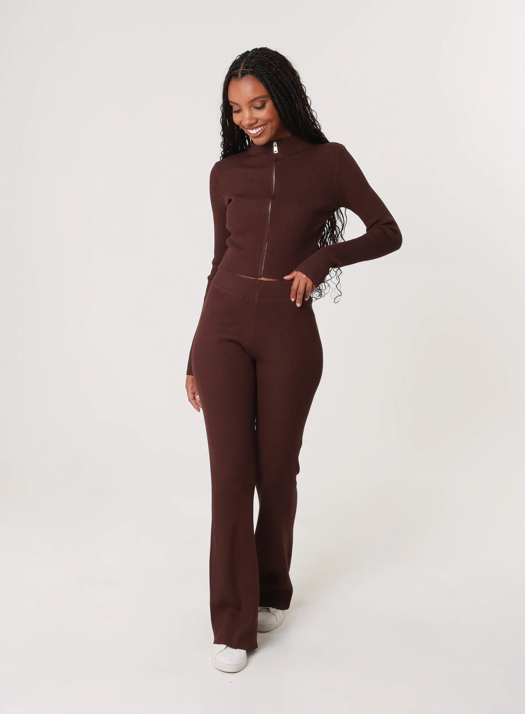 Zip Up Ribbed Set