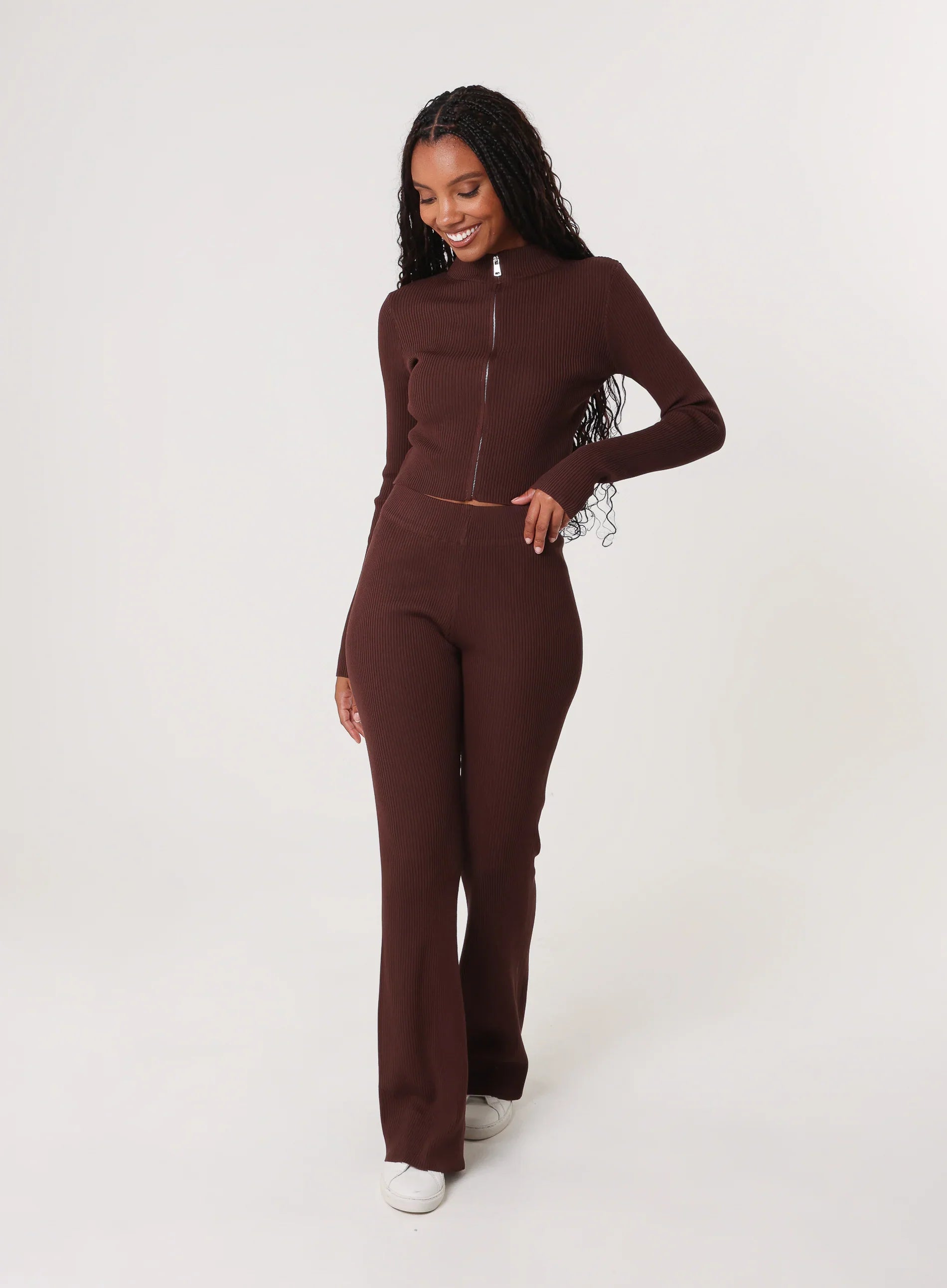 Zip Up Ribbed Set