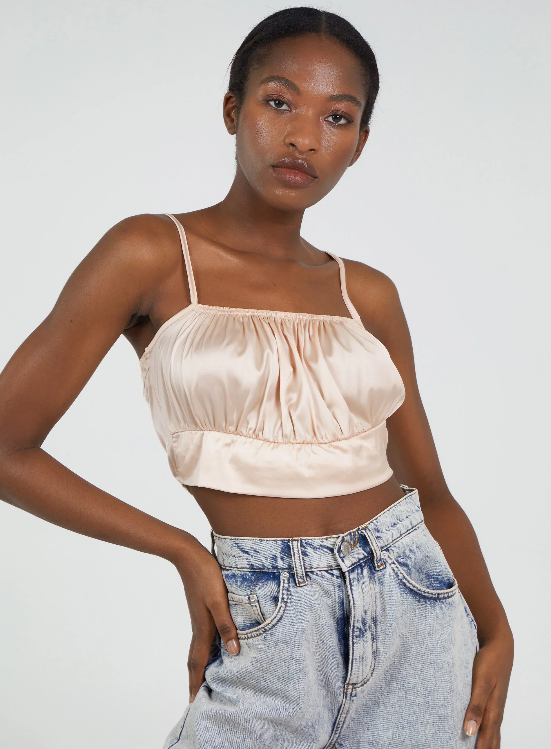Satin Ruched Cami Top