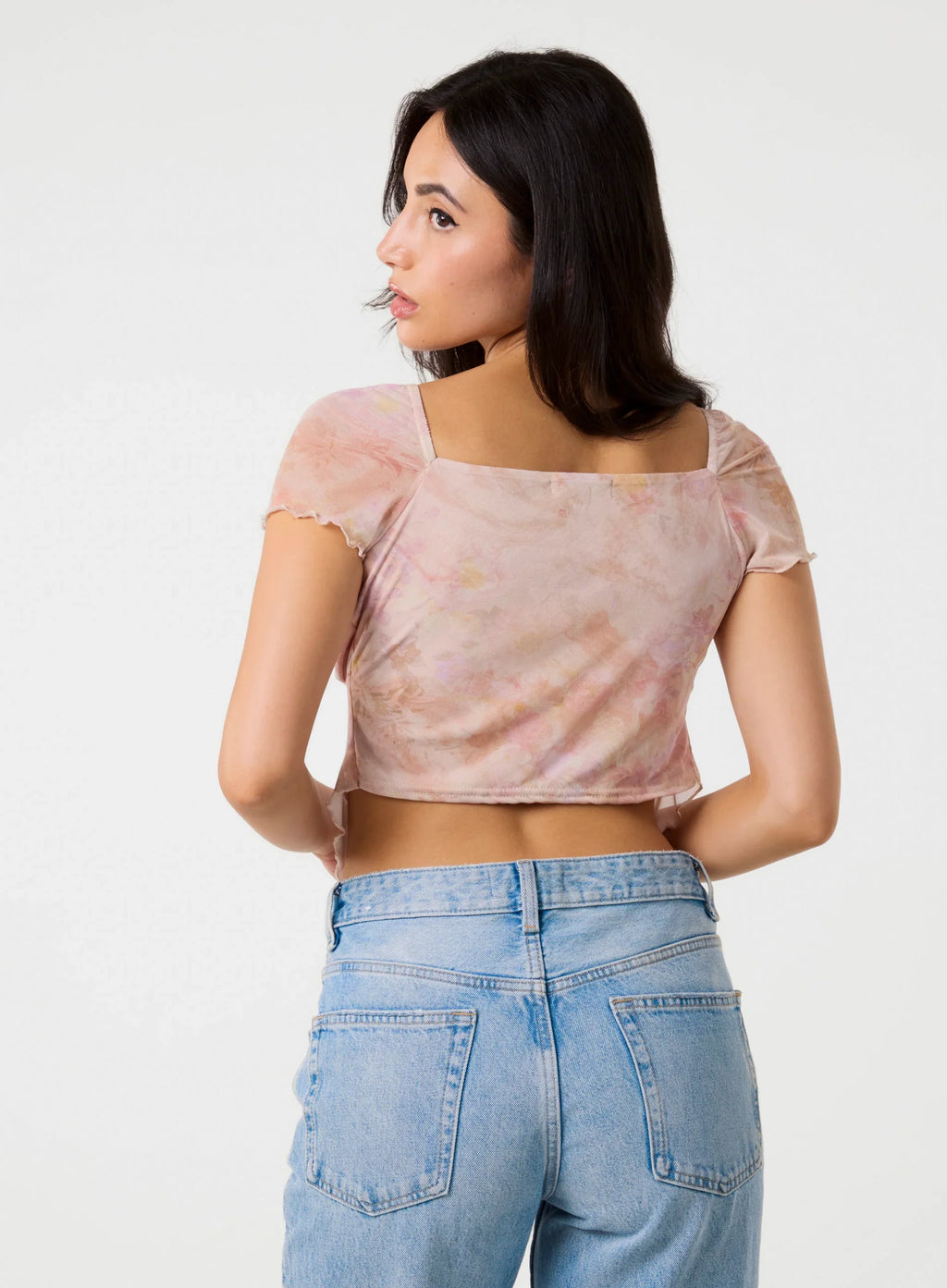 Short Sleeve Mesh Butterfly Top