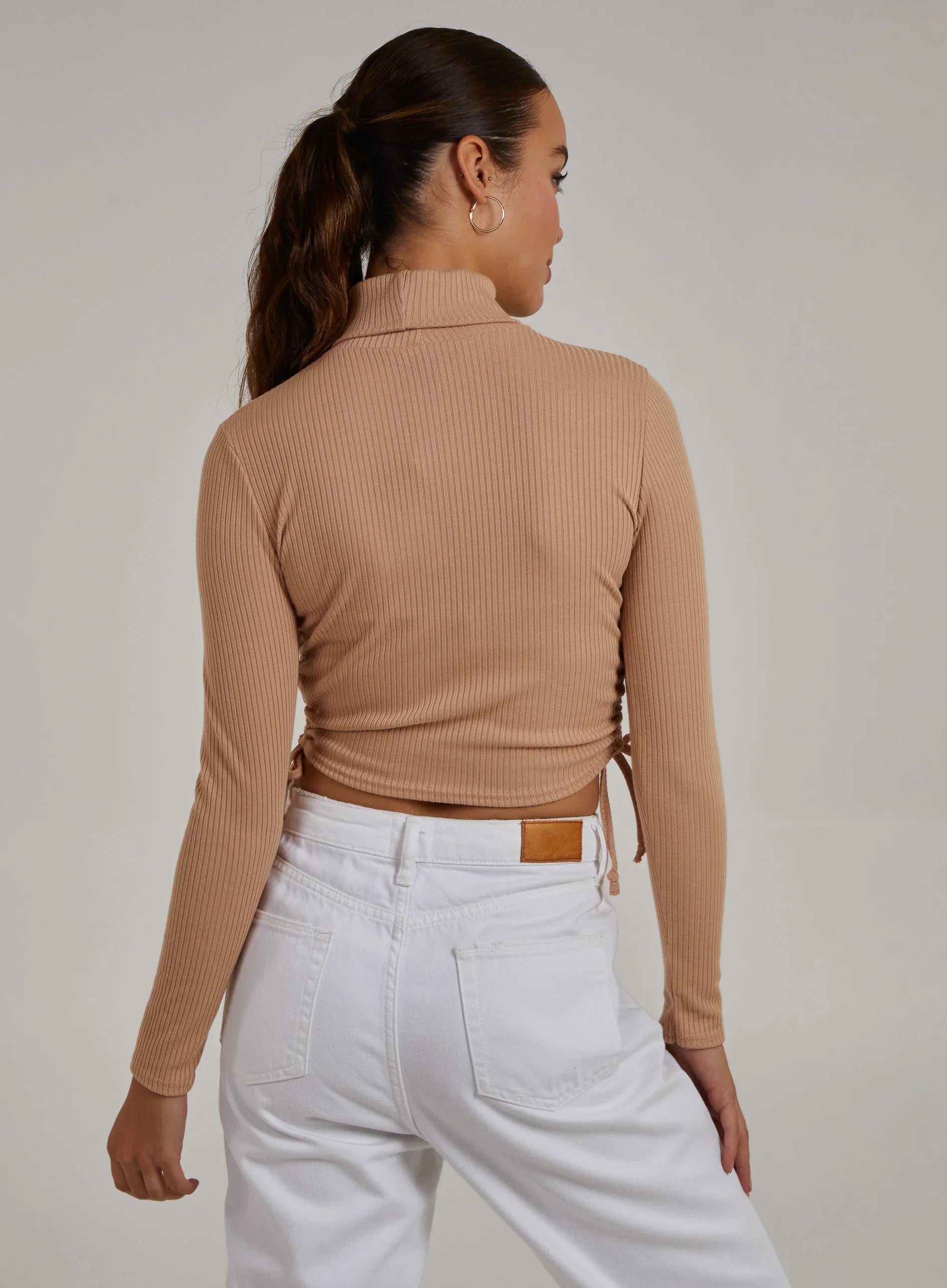 Ruched High Neck Side Top