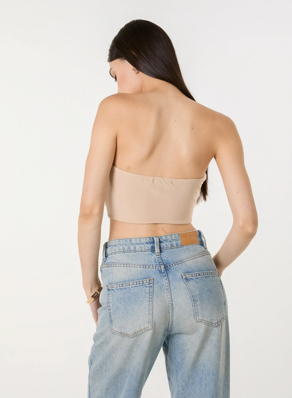 Bandeau Eyelet Detail Corset Top