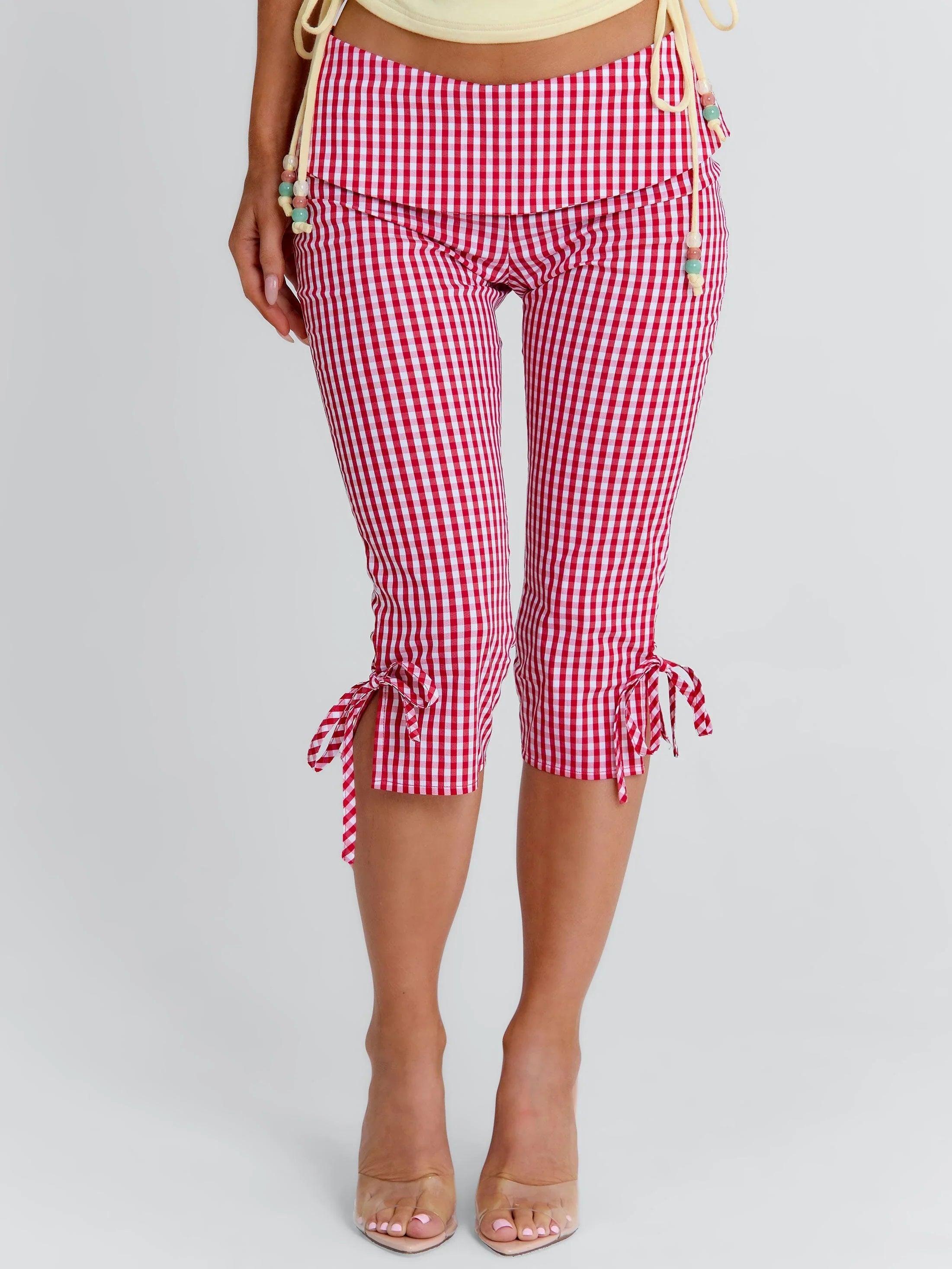LENNIX CAPRI PANT RED GINGHAM