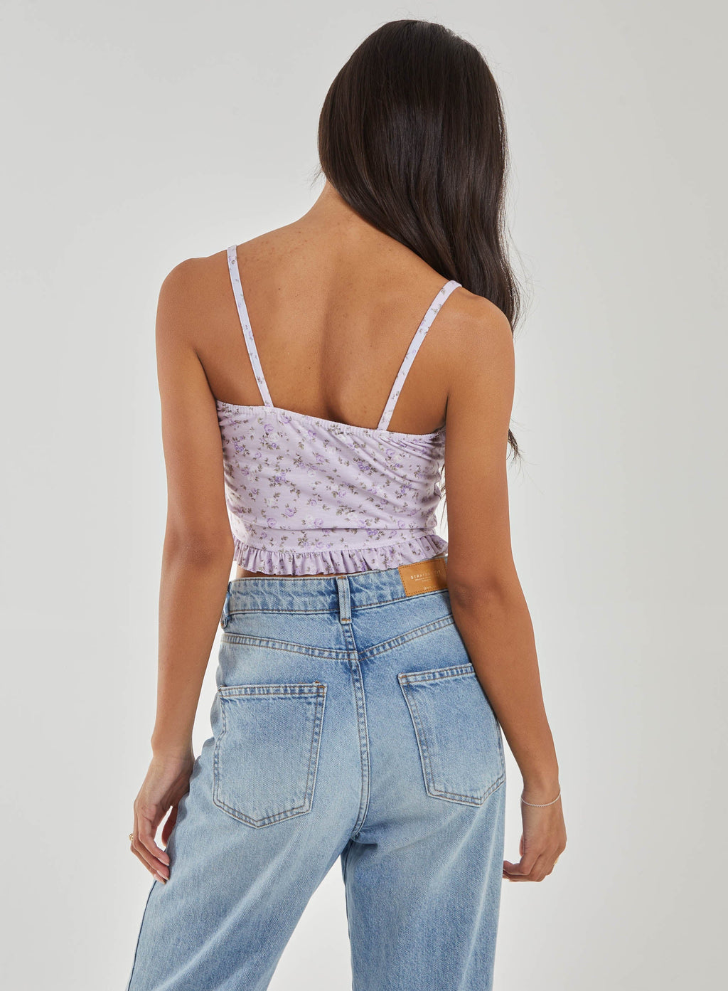 Ditsy Floral Cut Out Strappy Crop Top