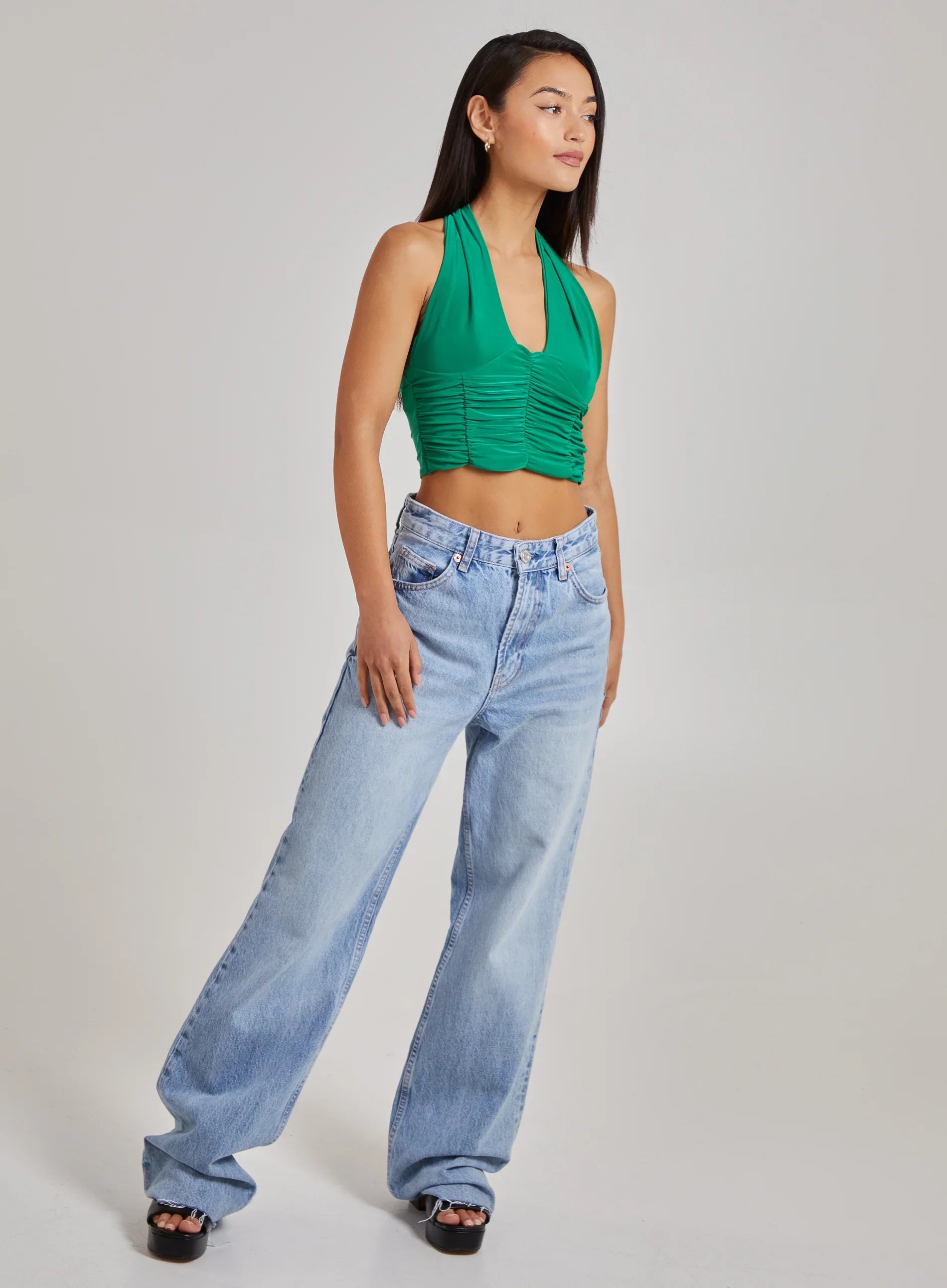 Gathered Halter Neck Slinky Top