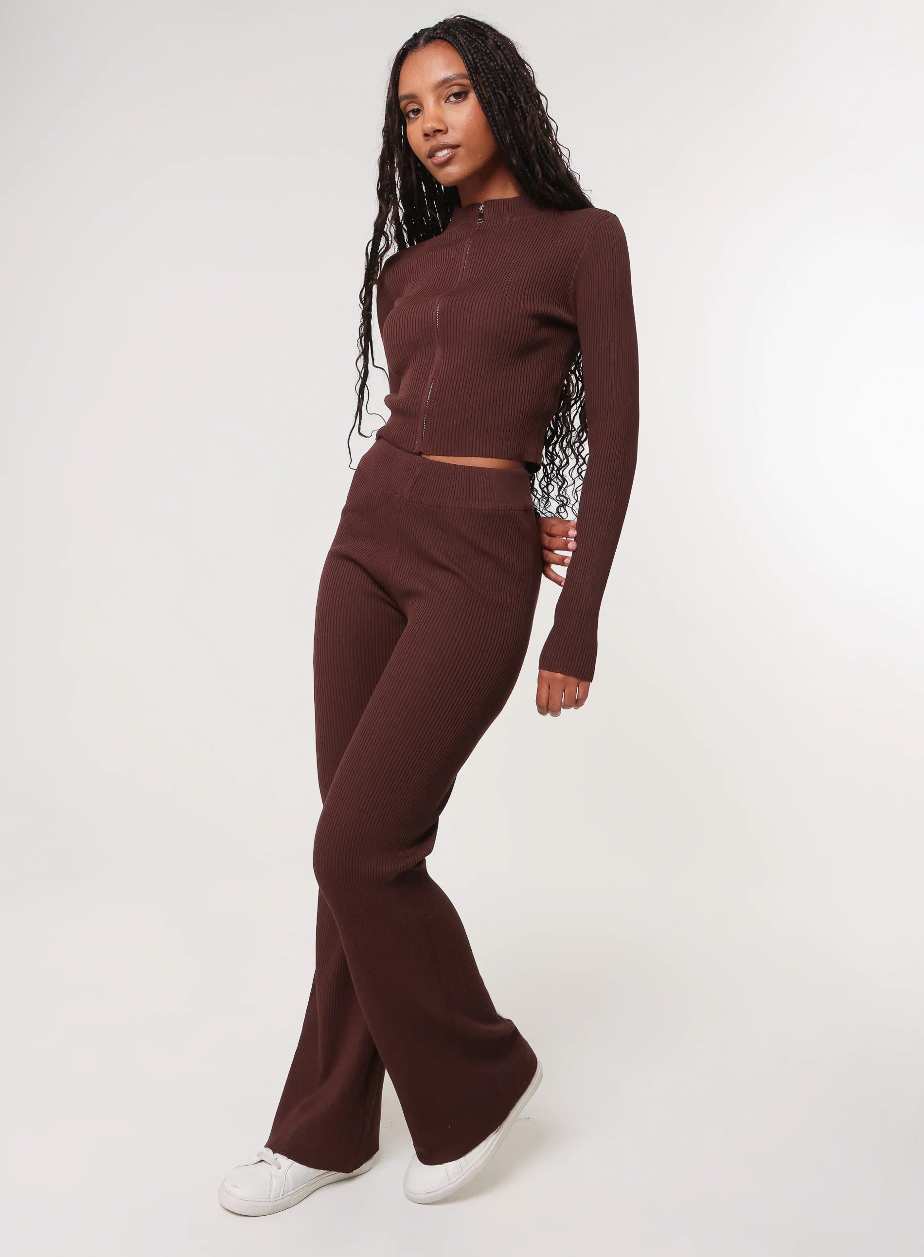 Zip Up Ribbed Set