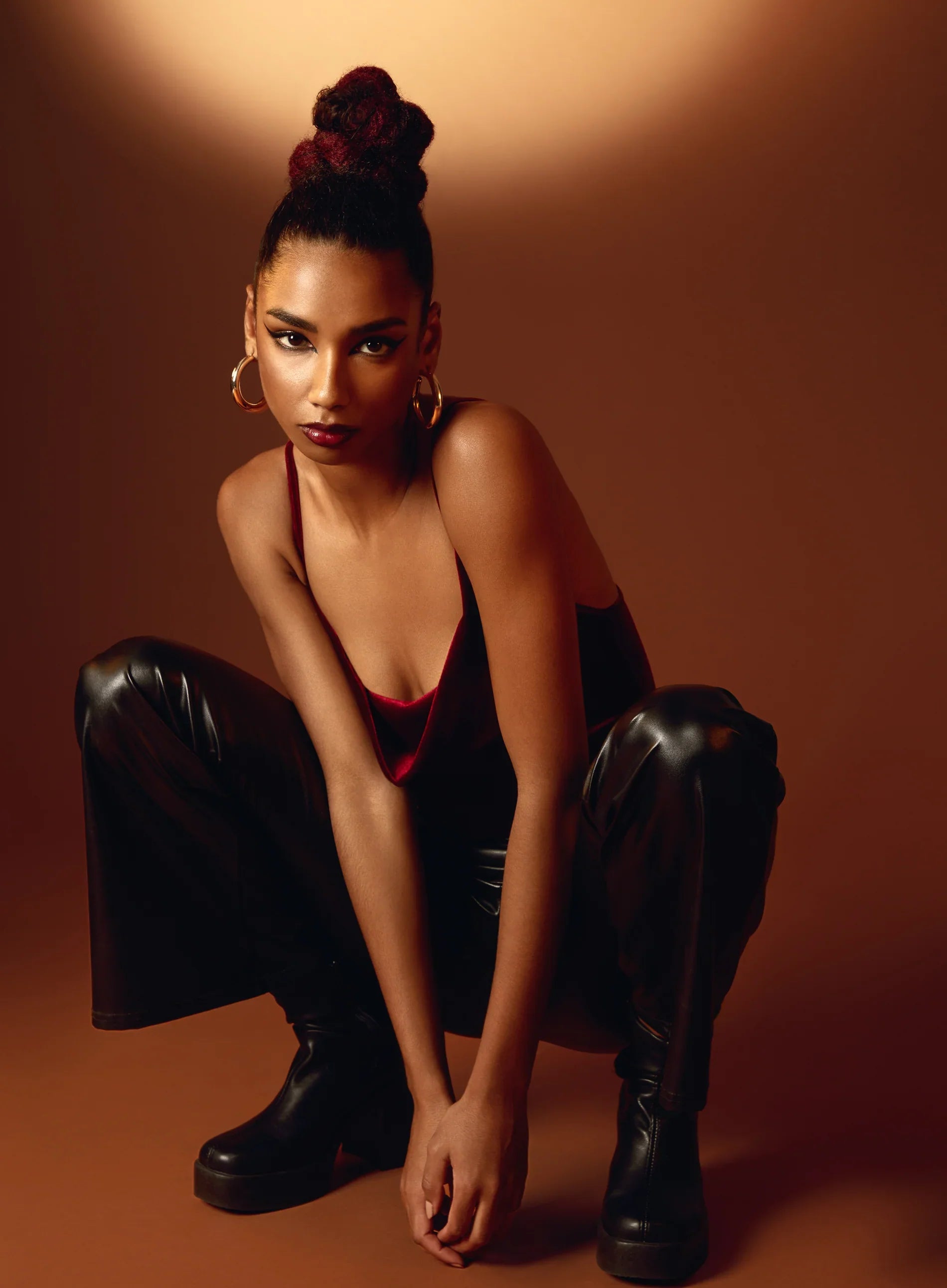 Flare Leather Look Trousers
