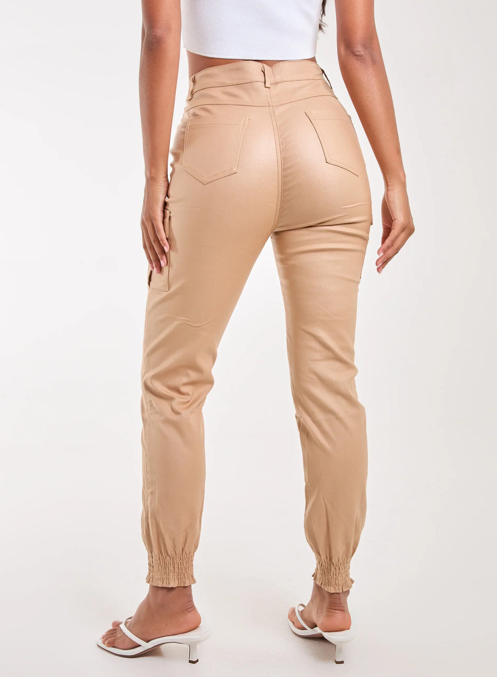 PU Cuffed Cargo Trousers