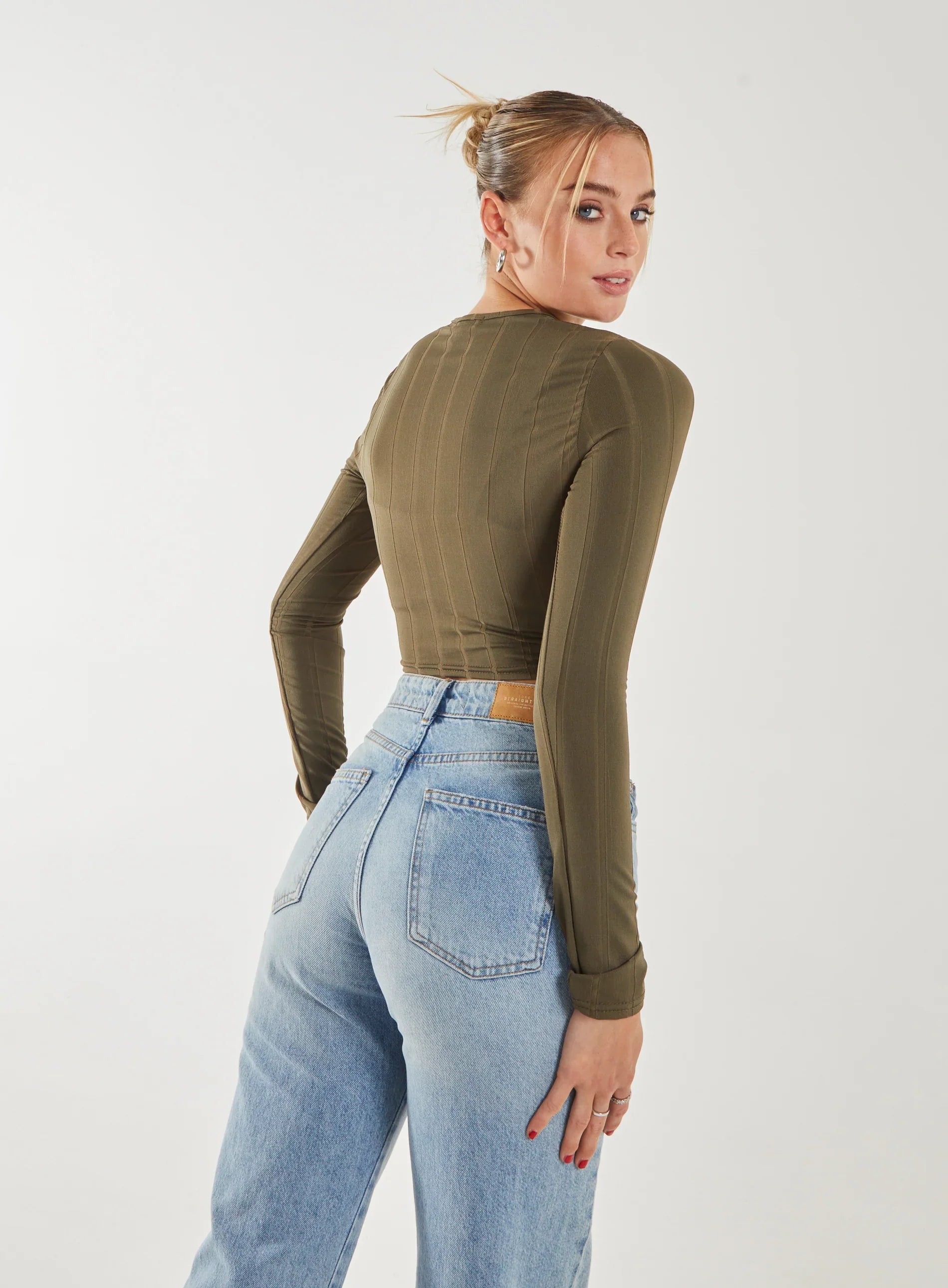 Long Sleeve Ruched Asymmetric Top