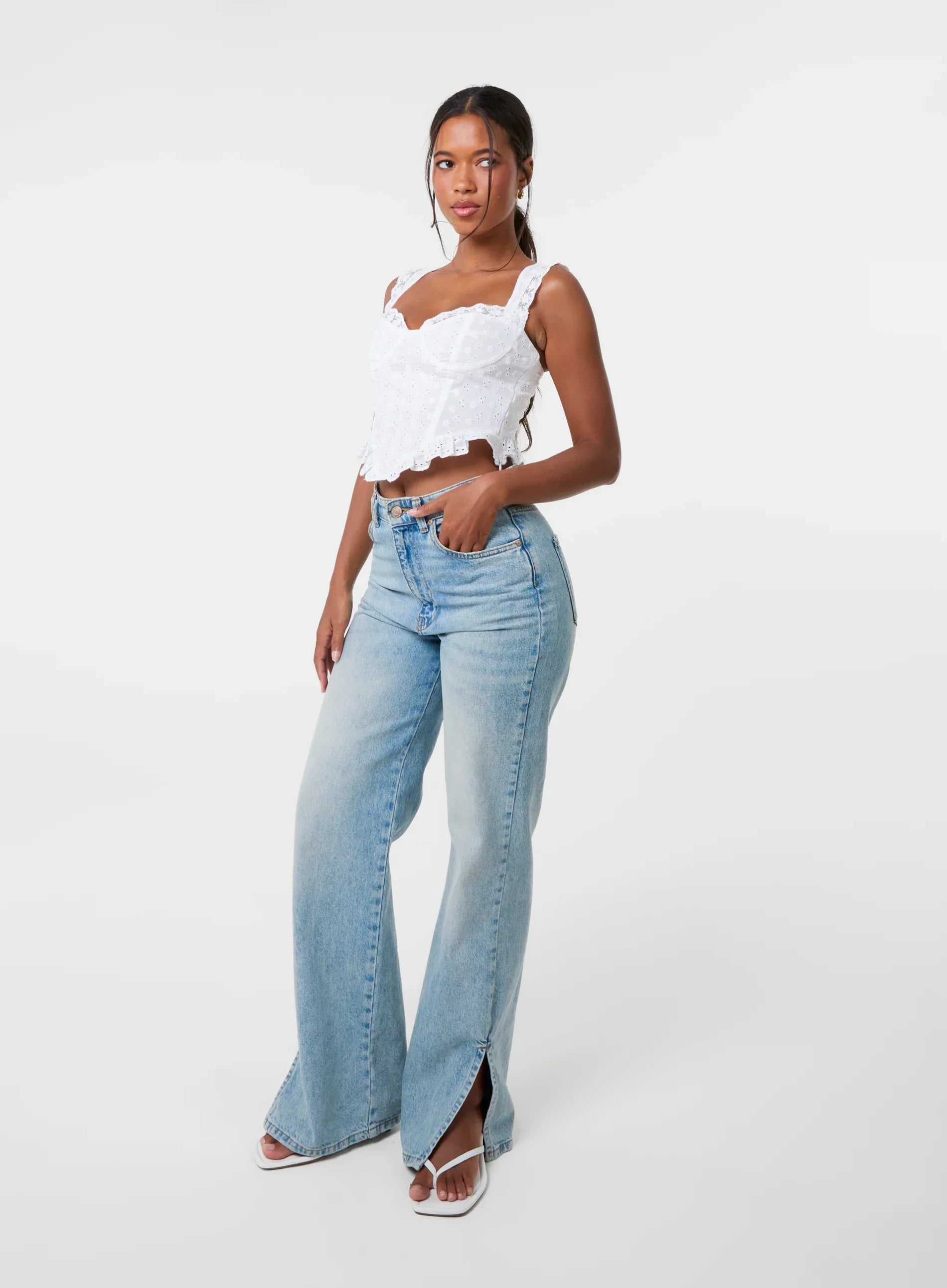 Broderie Frill Crop Top