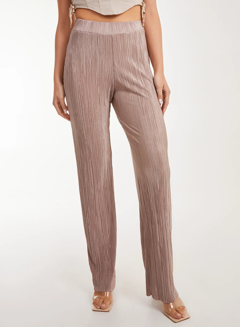 Plisse Flared Trousers