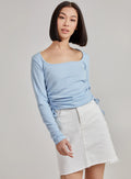 Ruched Square Neck Ribbed Top
