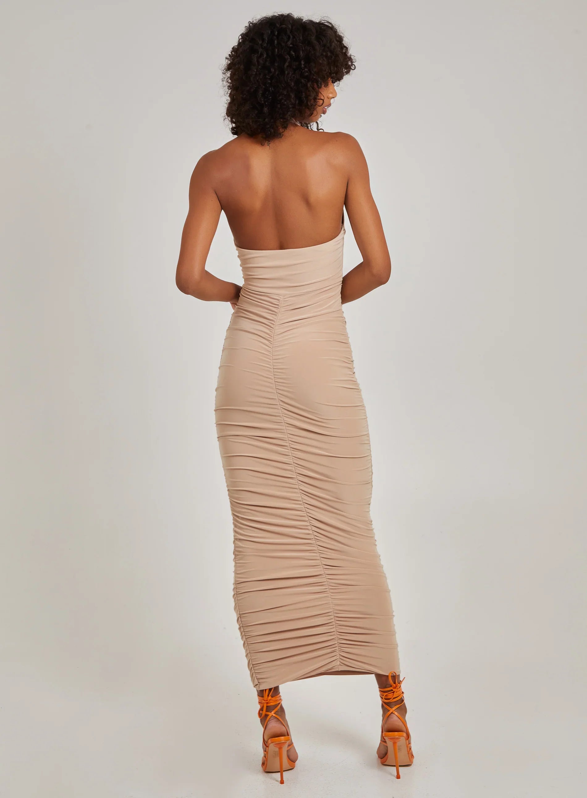 Cut Out Gathered Maxi Dress