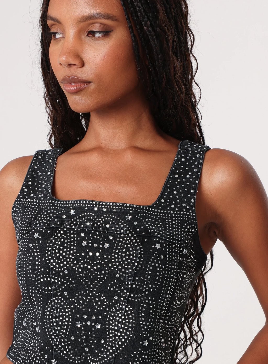 Diamante Denim Corset Top