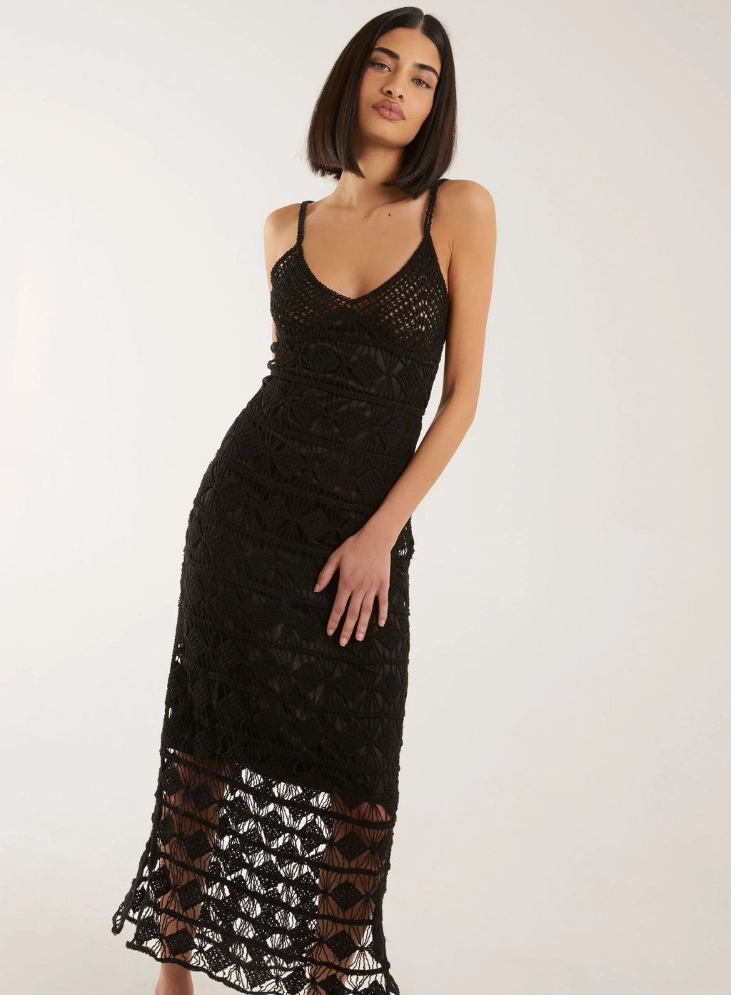 Crochet Geo Pattern Maxi Dress