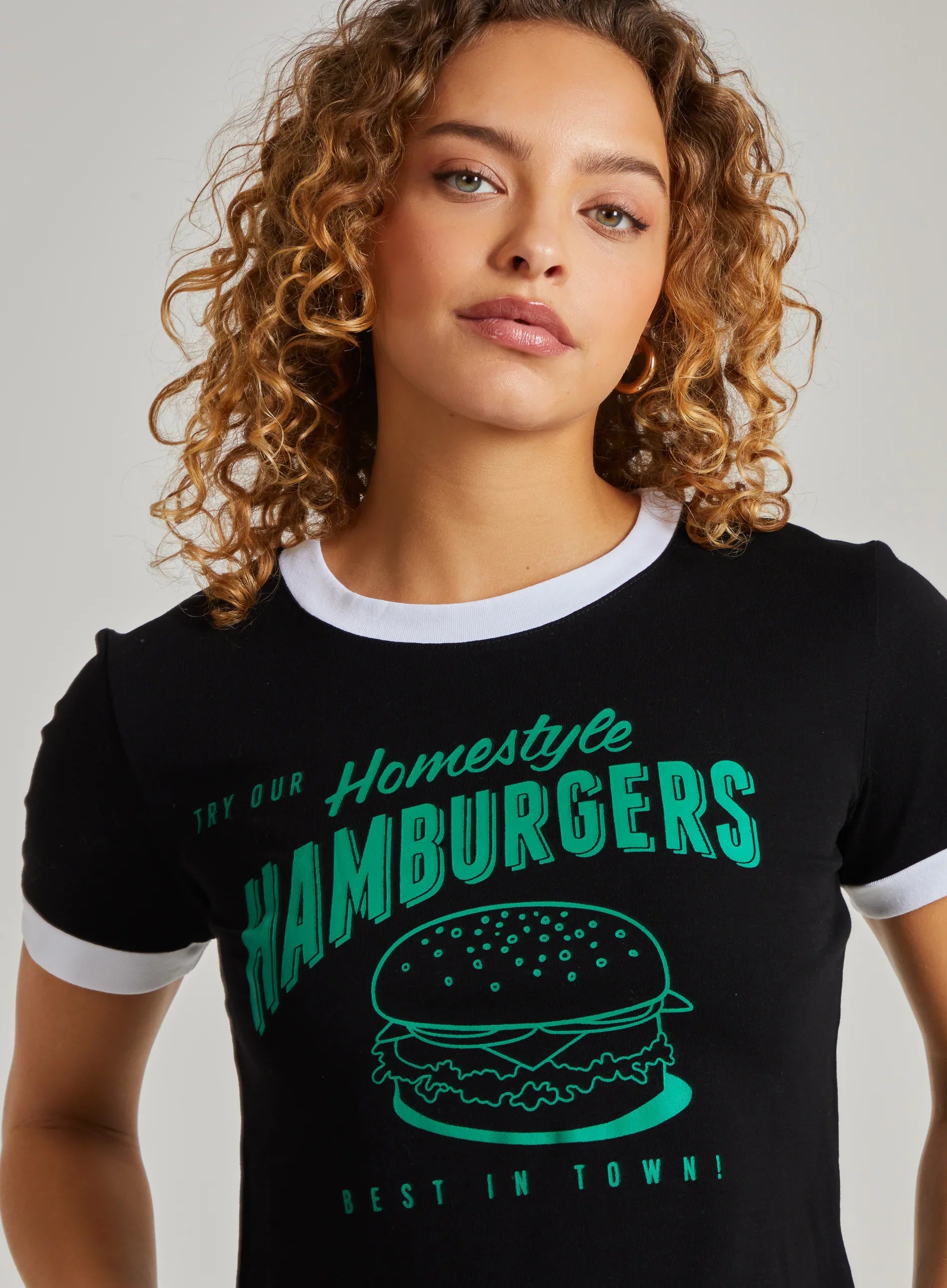Burger Slogan Cropped T-Shirt