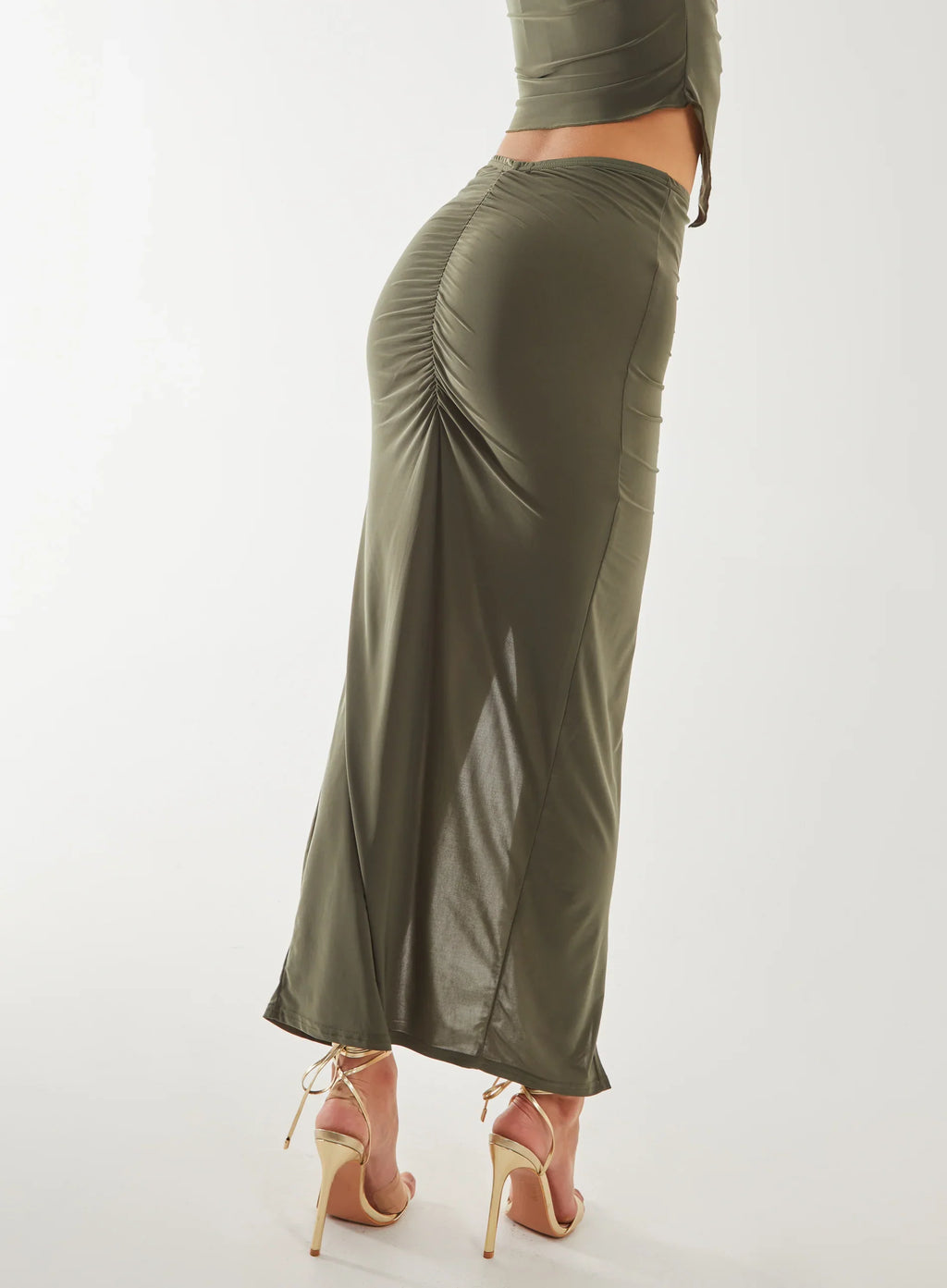 Slinky Ruched Maxi Skirt
