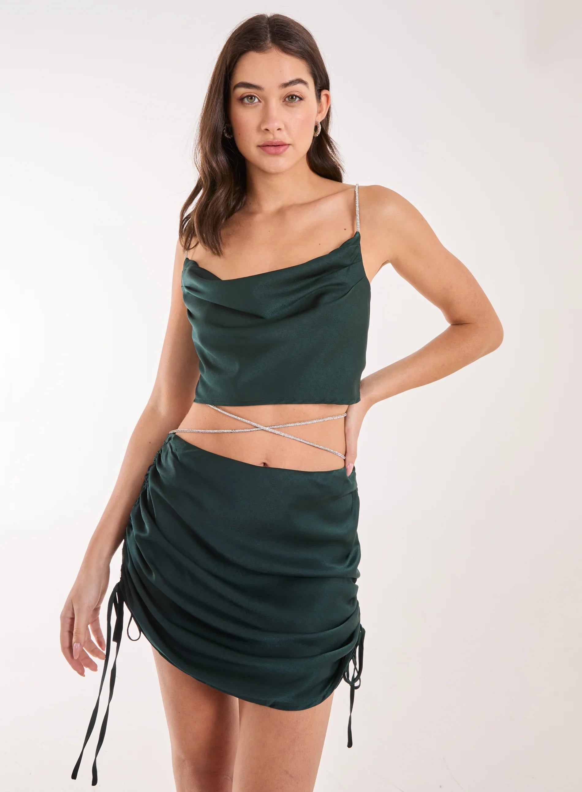 Diamante Strap Cowl Neck top