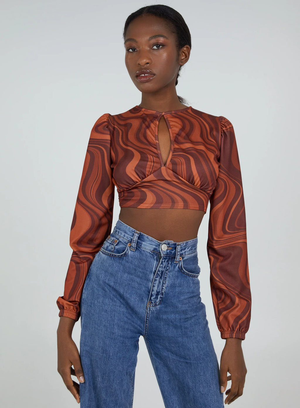 Open Back Marble Print Top