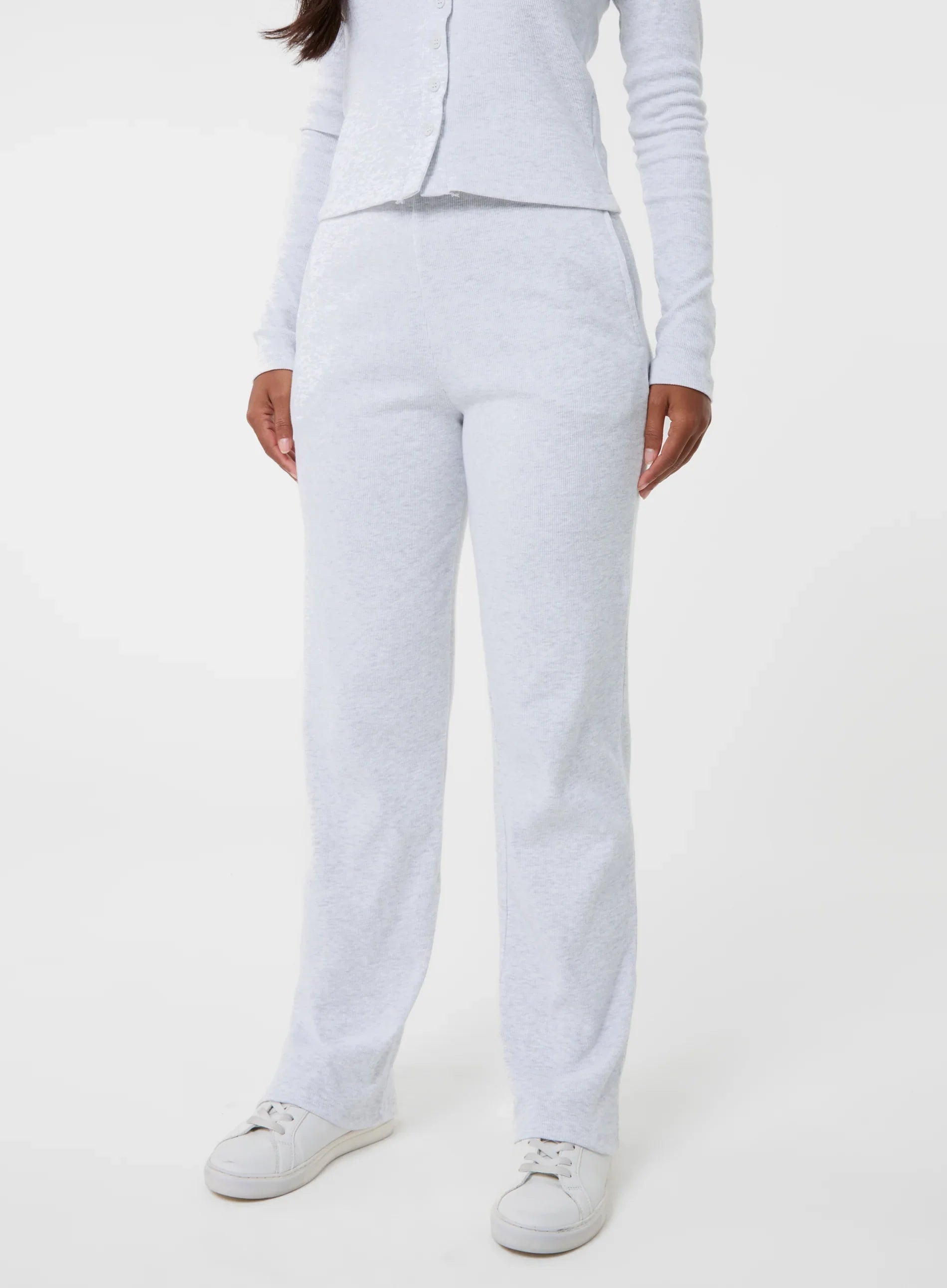 Wide Leg Ribbed Trousers