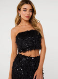 Feather Sequin Bandeau Top