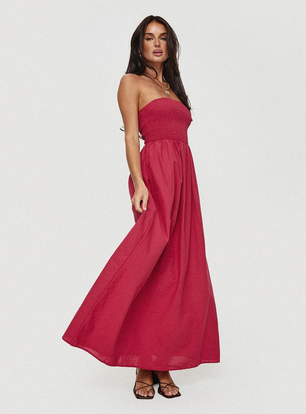 Dayona Strapless Maxi Dress Red