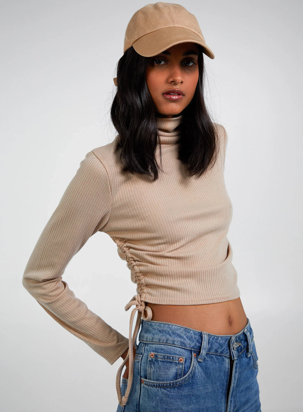 Ruched Crop Ribbed Top