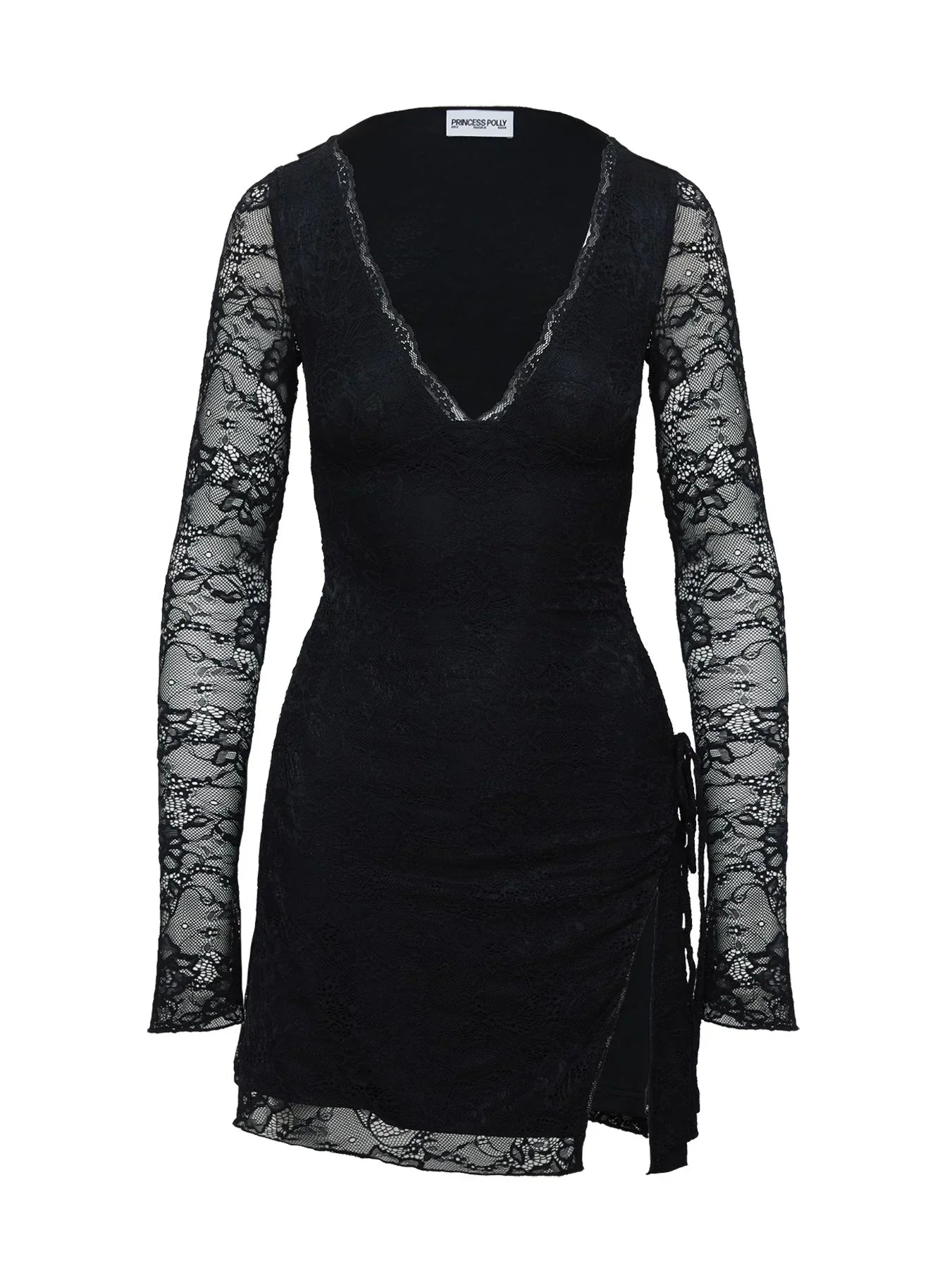 Airabella Long Sleeve Lace Mini Dress Black