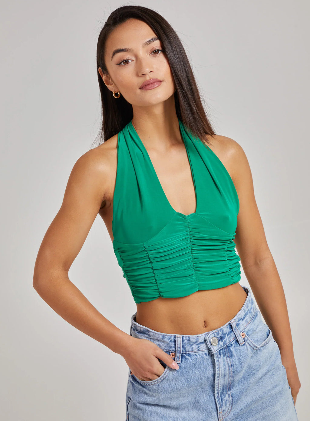 Gathered Halter Neck Slinky Top