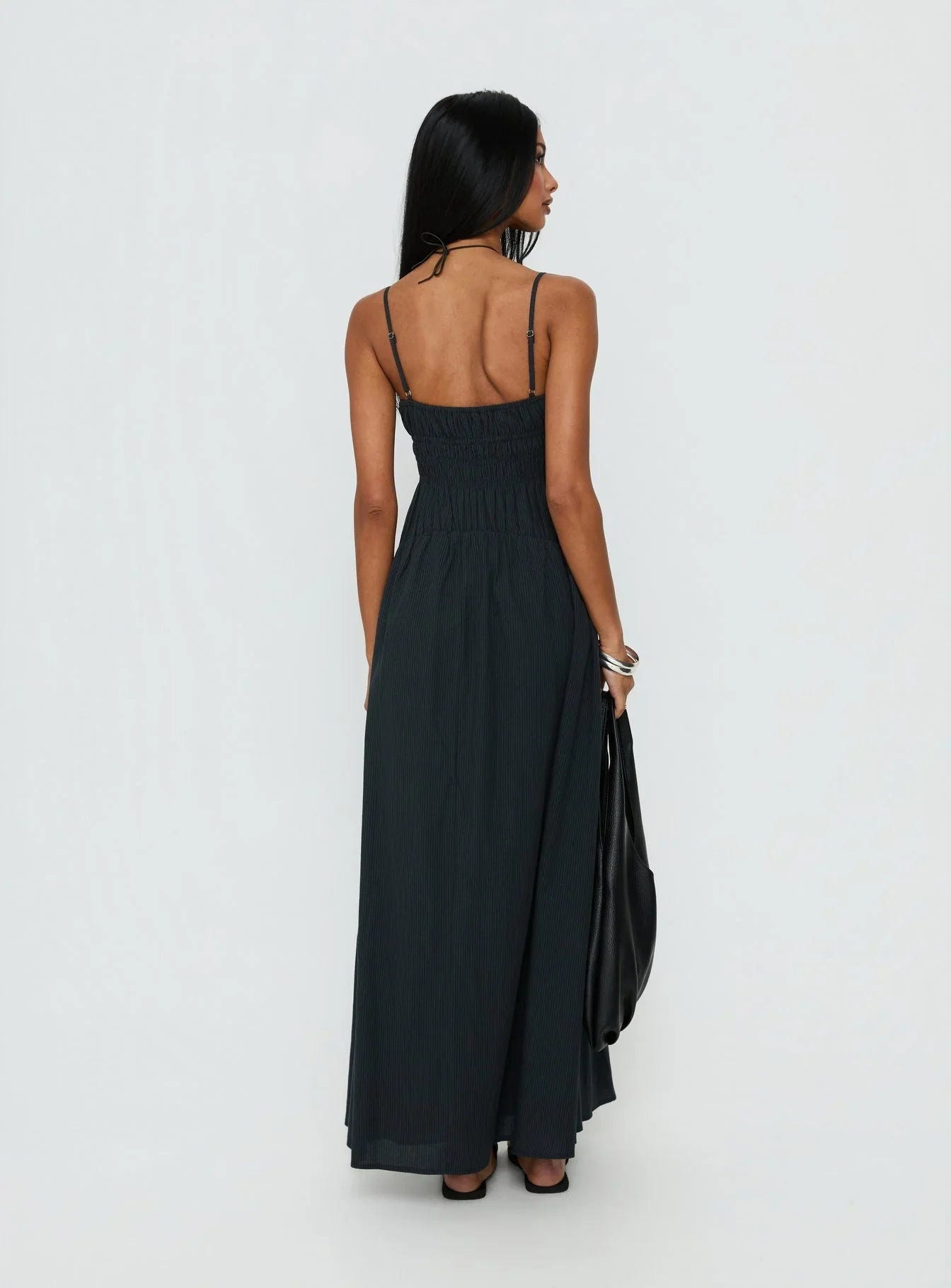 Magnolie Shirred Maxi Dress Charcoal