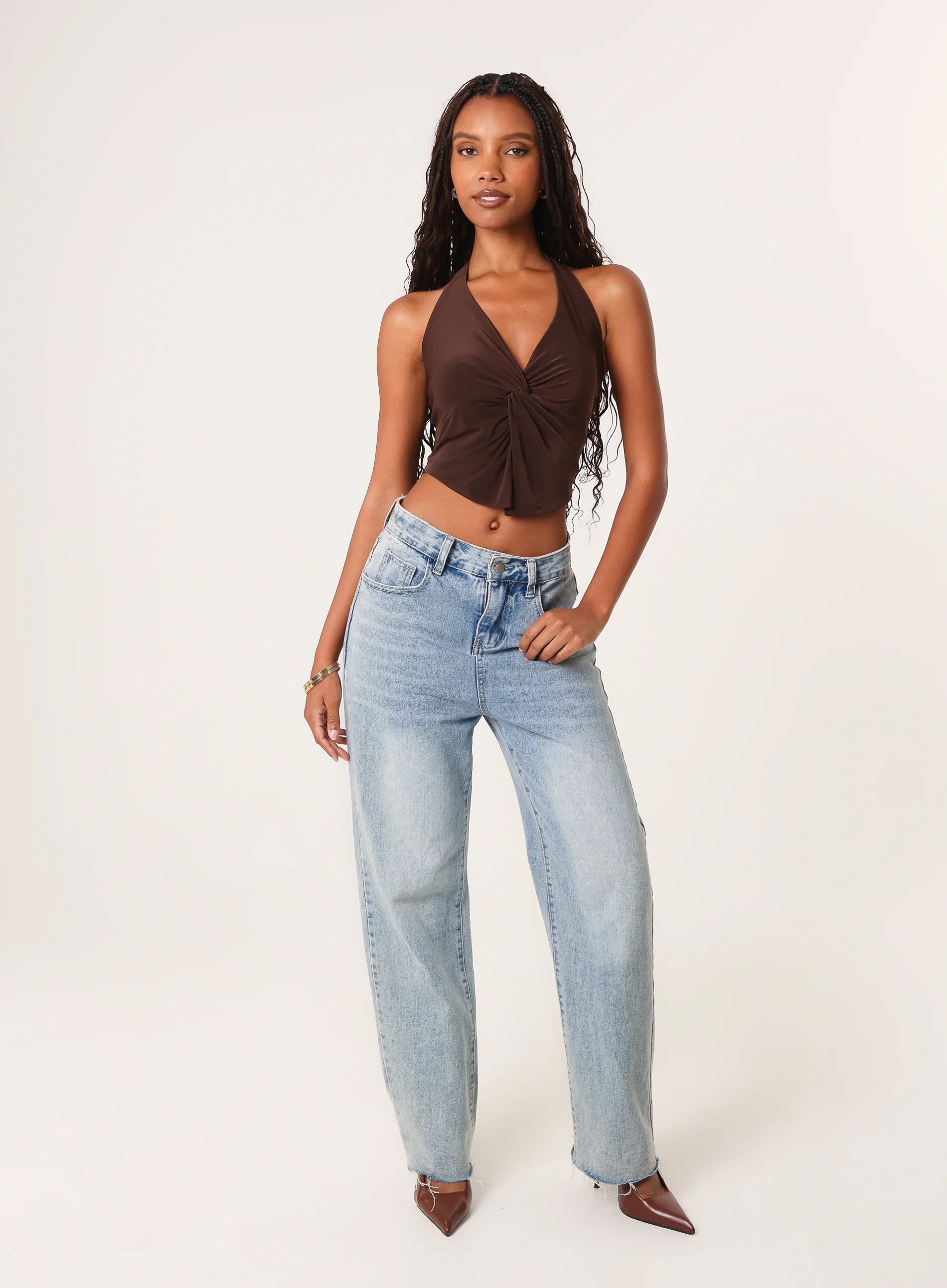Knot Front Butterfly Halter Top