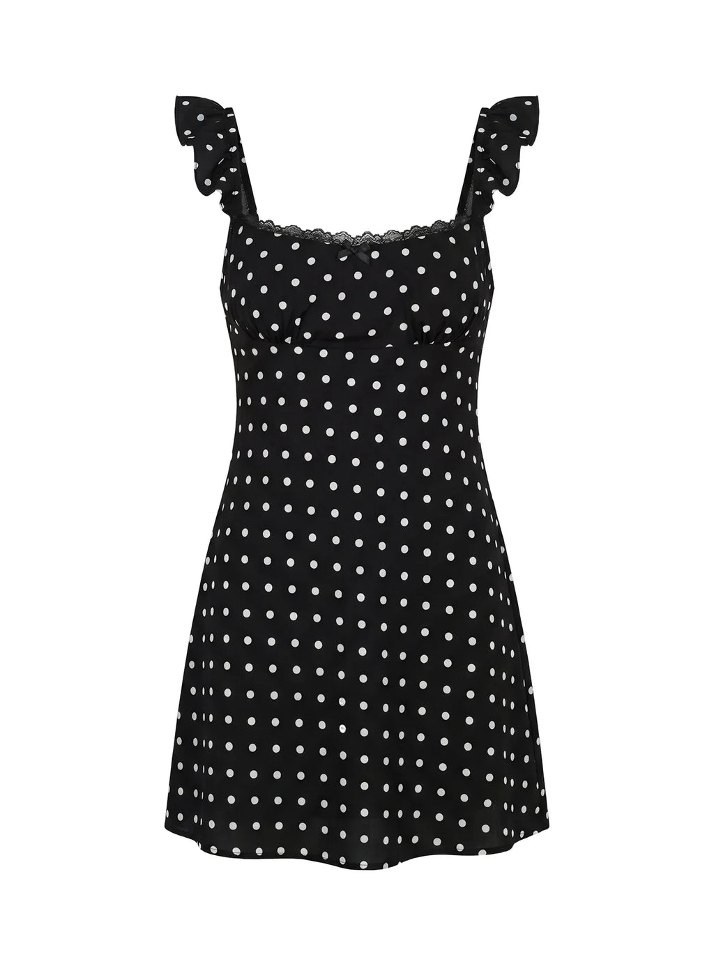 Beacall Mini Dress Black Polka Dot