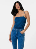 Ruched Mesh Strappy Bodysuit